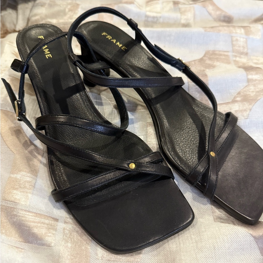 Frame Denim Black Strappy Women's Sandals